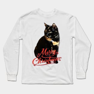 Tortie Cat Merry Christmas Long Sleeve T-Shirt